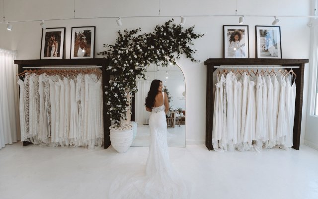 Bride in a wedding boutique